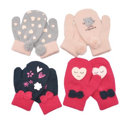 China Lovely Acrylic Jacquard Wool Knitted Mittens Kids Baby Gloves Kids Elastic Winter Magic Gloves for sale