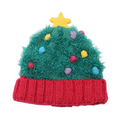 China With Stars And Pompom Christmas Gift Beanie Sweater Ugly Holiday Knit Christmas Decoration Supplies Funny Hat Knit Hat Christmas for sale