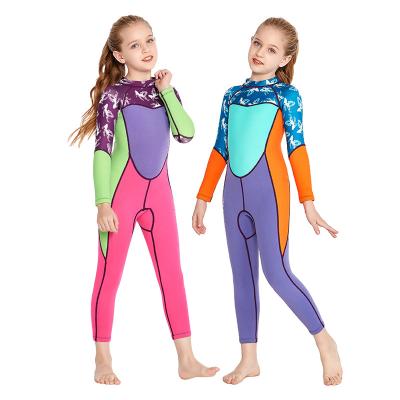 China Hot New Antibacterial Children's Swimsuit 2MM Wetsuit Girls Thickened Sunscreen One-Piece Long Sleeve Snorkeling Surfing Swimwear for sale