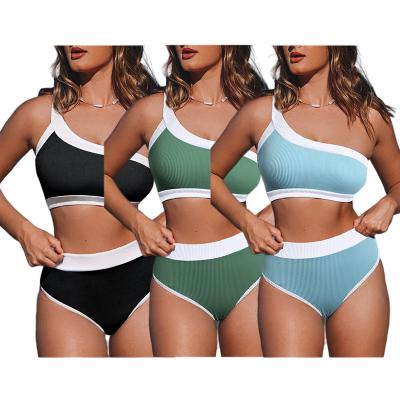 China Amazon Swim Girl Badeanzug Molded Cup Breathable Solid Bikini Maillot De Push Up 2 Piece Triangle Lady Bikini Beachwear Swimming Suits for sale