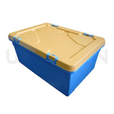 China Customized Durable Color Lid Plastic Durable Tote Box For Moving Storage Box for sale