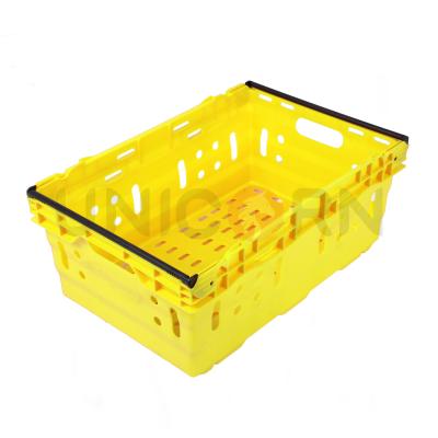 China 600*400*300mm Stacked Vegetable Crate Bale Arm Crate Durable Virgin Plastic Material High Quality Material for sale