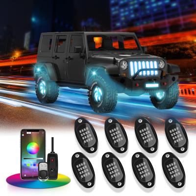 China Jeep Trucks Under Car Led Rock Lights Multicolor 8 Pod Neon Lamp for sale