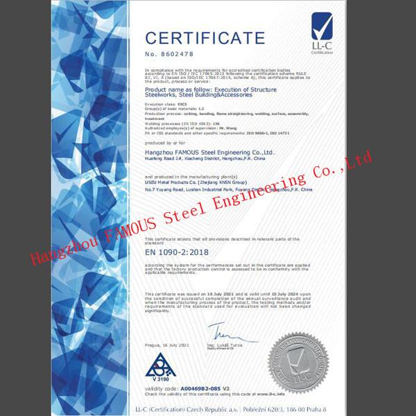 EN 1090­2:2018 - Hangzhou FASEC Buildings Co.,Ltd.