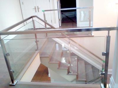 China 304 Stainless Steel 850mm Handrail Glass Balustrade Square Pipe 1mm for sale