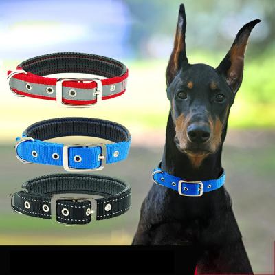 China Dog Collar Reflective Pet Padded Nylon Padded Outdoor Adjustable Comfortable Collar For Small Large Dogs for sale