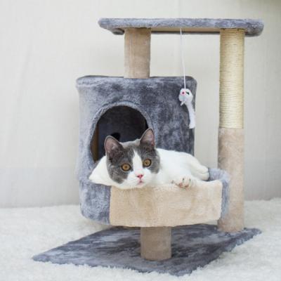 China Cat Activity Center Climbing Stand Sustainable Cat Tree Tower with padded perch lining posts jump platform for kitten for sale