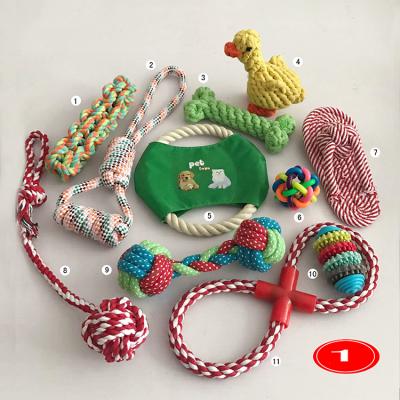 China Amazon Wholesale Sales Dog Training Tool Cotton Viable Rope Dog Interactive Chew Toy Set for sale