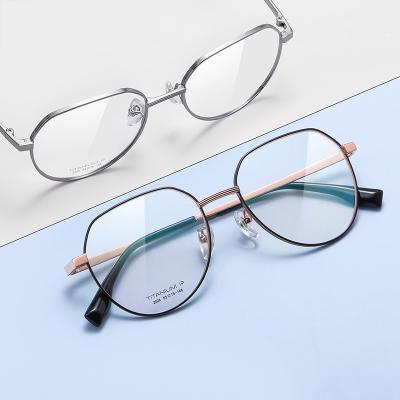 China Reading Book Manufacturer Luxury Round Titanium Shenzhen IP Plating Ultra Light Zero Diopter Eyeglasses Optical Sight Glasses for sale