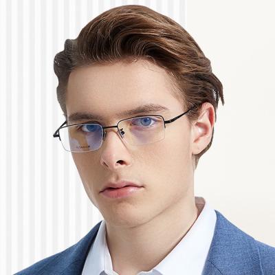 China Light weight high grade pure titanium plating men's business half square sight myopia glasses frame reading book for sale