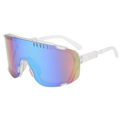 China New Arrival Fashion Glasses Oversized Colorful Sports Sunglasses UV400 Riding Glass One-Piece Outer Frame Large For Recycling for sale