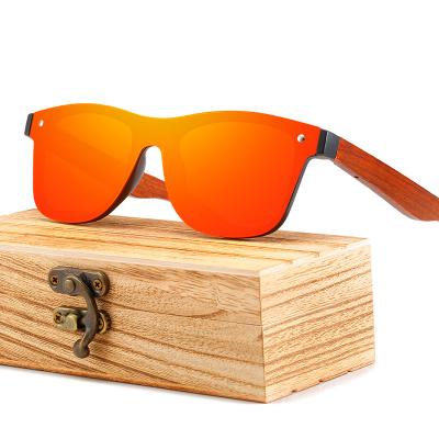 China 2022 Fashion New Hotsales Glass Spring Bamboo Wooden Base Polarized TAC Lens Bamboo Temple Sunglasses One Piece Unisex for sale