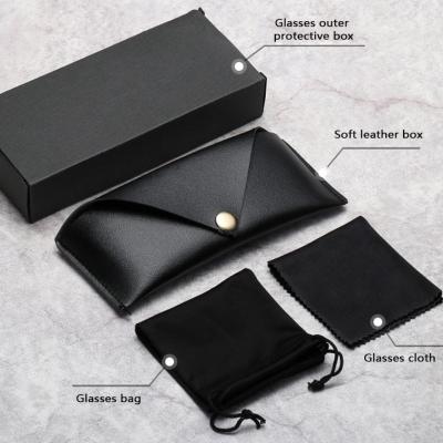 China Convenient Customizable Logo Leather Portable Elastic Drawstring Glasses Packing Soft Bag Set Sunglasses Glasses Case for sale