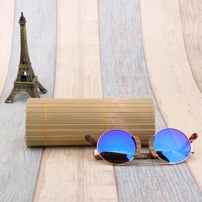 China Convenient Manufacturers Can Make Logo In Stock Bamboo Glasses Case Sunglasses Storage Oval Bamboo Strip Box Package for sale