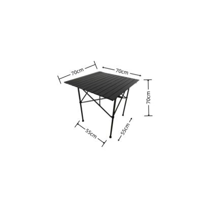 China Modern Outdoor Portable Square Black Aluminum Roll Up Camping Folding Table For Picnic BBQ for sale