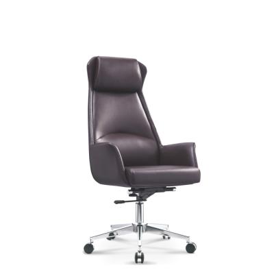 China Boshen Hot Selling High Quality Modern Wood Frame Adjustable Office Brown (Height) PU Leather Chair for sale