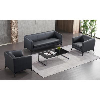 China Customized Stylish Black Leather Commercial Office Sofa Sectional Leisure PU Sofa for sale