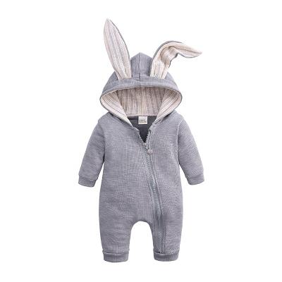 China Long Sleeve Briantex 2021 Wholesale Knitted Cheap Newborn Spring Baby Clothes Long Sleeve Jumpsuit Rabbit Ear Hooded Baby Clothes Romper WI for sale