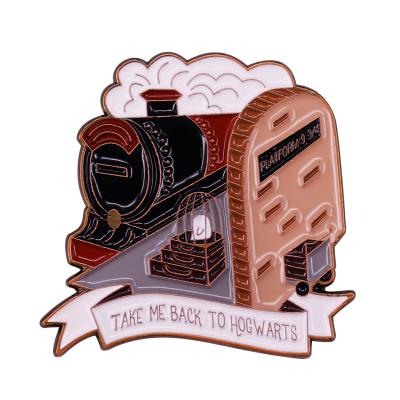 China Elephant Express Metal HGWTS Enamel Pin Magical Platform 9 3/4 Train Badge Wizarding World Bookish Fans Gorgeous Decor for sale