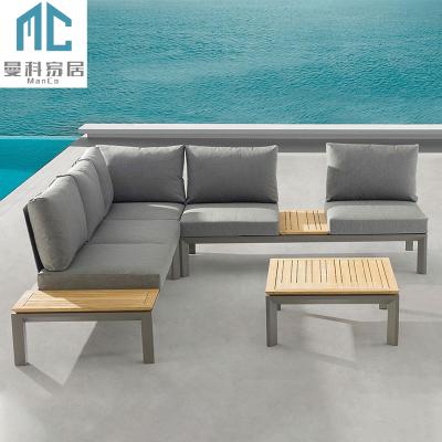 China Hot Sale Modern All Weather Outdoor Aluminum Corner Sofa Set Garden Furniture 3pcs for sale