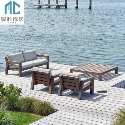 China Modern Living Room 2 Seat Garden Teak Loveseats Modern Outdoor Sofa Sofa Solid Wood Sofa for sale