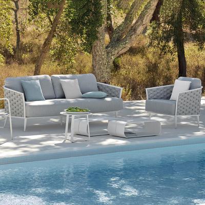 China Modern Aluminum Braided Rope Couch Sofa Set Living Room Garden Furniture Dubai Garden Furniture Outdoor Rope Furniture for sale