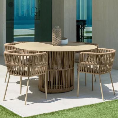 China Modern New Design Outdoor Patio Furniture Leisure Four Sets Table And Chair Make With Rattan Outdoor Dinner Chair for sale