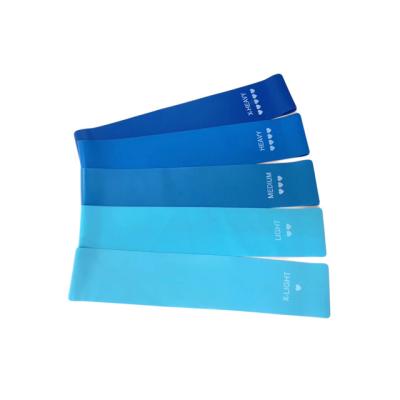 China Custom Made Mini Latex Loop 5 Different Level Strength and Mini Latex Loop Booty Resistance Blue Band Durable Fitness Latex Color Materials for sale