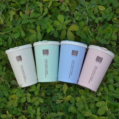 China Custom Reusable Travel Stocked Mugs Bio Degradable Wheat Straw Eco Friendly Coffee Cup for sale