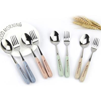 China Viable Cutlery Set Logo Dinnerware Portable Stainless Steel Wholesale Custom Camping Spoon Fork for sale