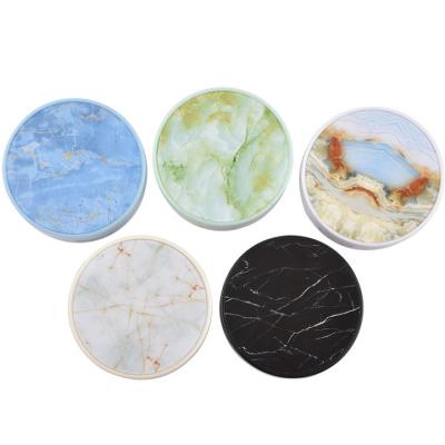 China Easy Carry Marble Grain Travel Contact Lenses Round Mirror Contact Lens Case for sale