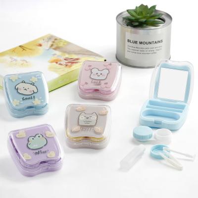 China Plastic Cartoon Style PS Animal Travel Contact Lens Easy Carrying Case With Mirror for sale