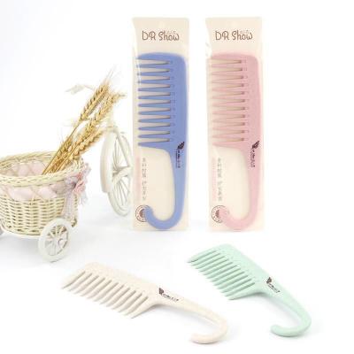 China New Design Custom Durable OEM Wheat Straw Plastic Hair Wide Tooth Curly Hair Comb Comfortable Large for sale