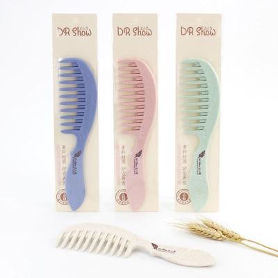 China Customized Anti-Static Plastic Wheat Comfortable Durable Logo Comb Hair Care Plastic Straw Comb for sale