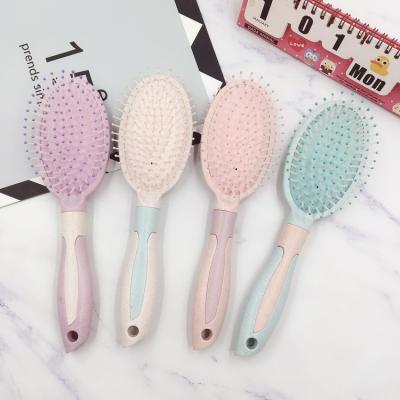 China Cushion Wheat Straw Oval Head Nylon Bristle Natural Paddle Hair Brush Air Cushion for sale