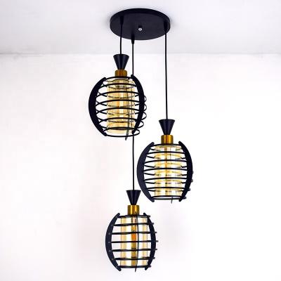 China Modern glass iron dining lamp three head droplight dining room chandelier for sale