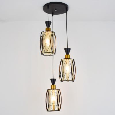 China Modern glass iron dining lamp three head droplight dining room chandelier for sale