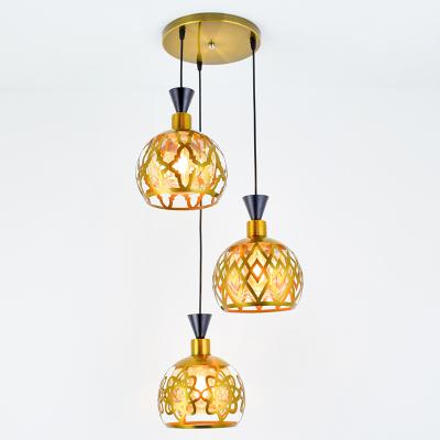 China Modern Gold Tan Iron Dining Room Pendant Lamp Glass Dining Light for sale