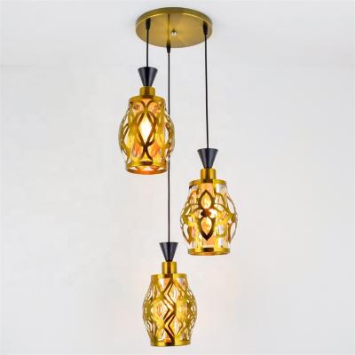 China Modern Gold Tan Iron Dining Room Pendant Lamp Glass Dining Light for sale