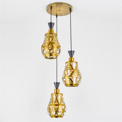 China Modern Gold Tan Iron Dining Room Pendant Lamp Glass Dining Light for sale