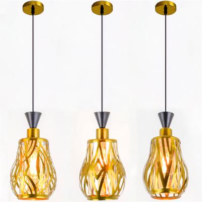 China Modern gold and bronze iron lamp three head droplight modern glass dining chandelier for sale