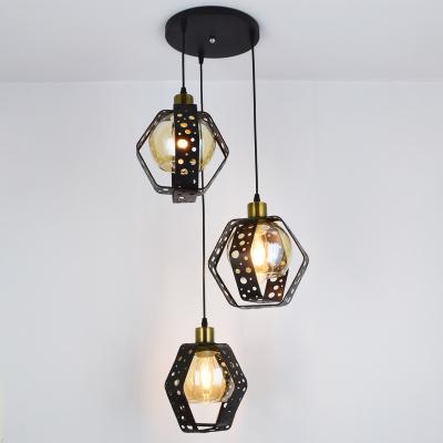 China Latest 4187-3Iron Modern Glass Pendant Chandelier Lamps Dining Room Light for sale