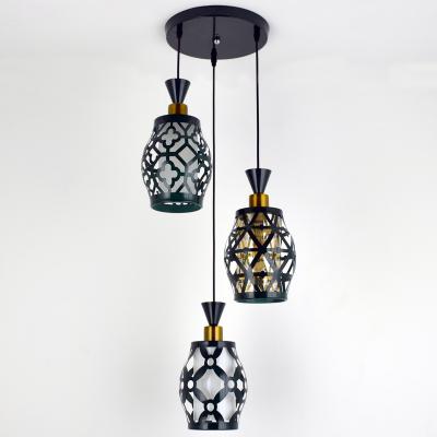 China Modern glass iron dining lamp three head droplight dining room chandelier for sale