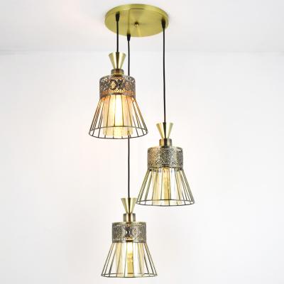 China Modern glass iron dining lamp three head droplight dining room chandelier for sale