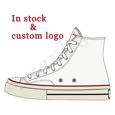 China Custom Logo Men's Casual White Canvas Fashion Shoes Sneakers Fashion Trend OEM Canvas Shoes Designer Shoes for sale