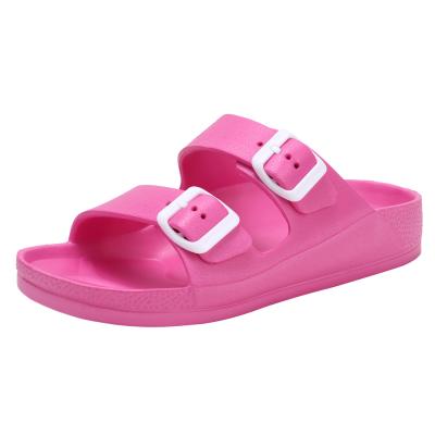 China Lightweight Women's Comfort Slides Adjustable EVA Double Buckle Other Flat Sandals for sale