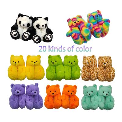 China Fashion trend teddy bear for women wholesale fluffy fuzzy slippers teddy bear slippers winter home slippers for sale