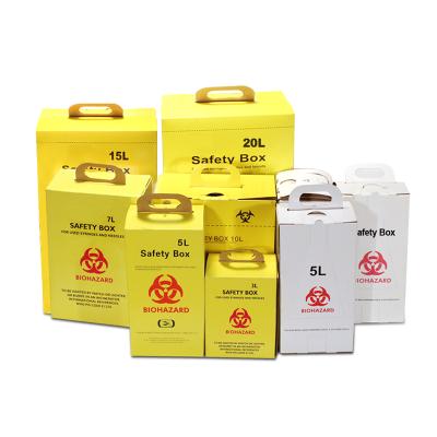 China Disposable custom logo 5l cardboard sharps box for collecting needles and container sharp box sy medical safety box for sale