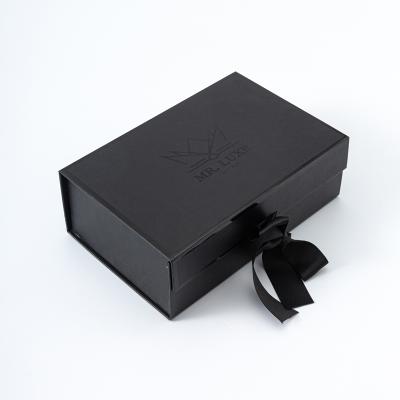 China Recyclable Wholesale Custom Logo Black Apparel Packaging Boxes Custom Gift Box Package With Magnetic Lid for sale