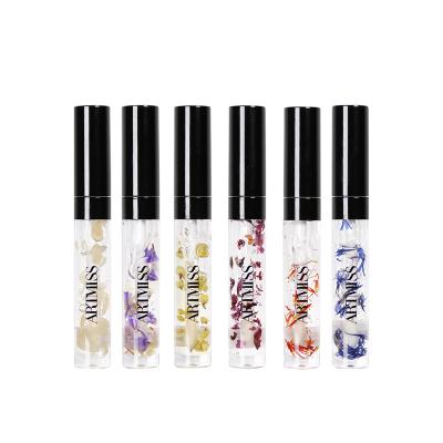 China Wholesale High Quality Private Label Waterproof Moisturizing Clear Vegan Glitter Flower Lip Gloss for sale